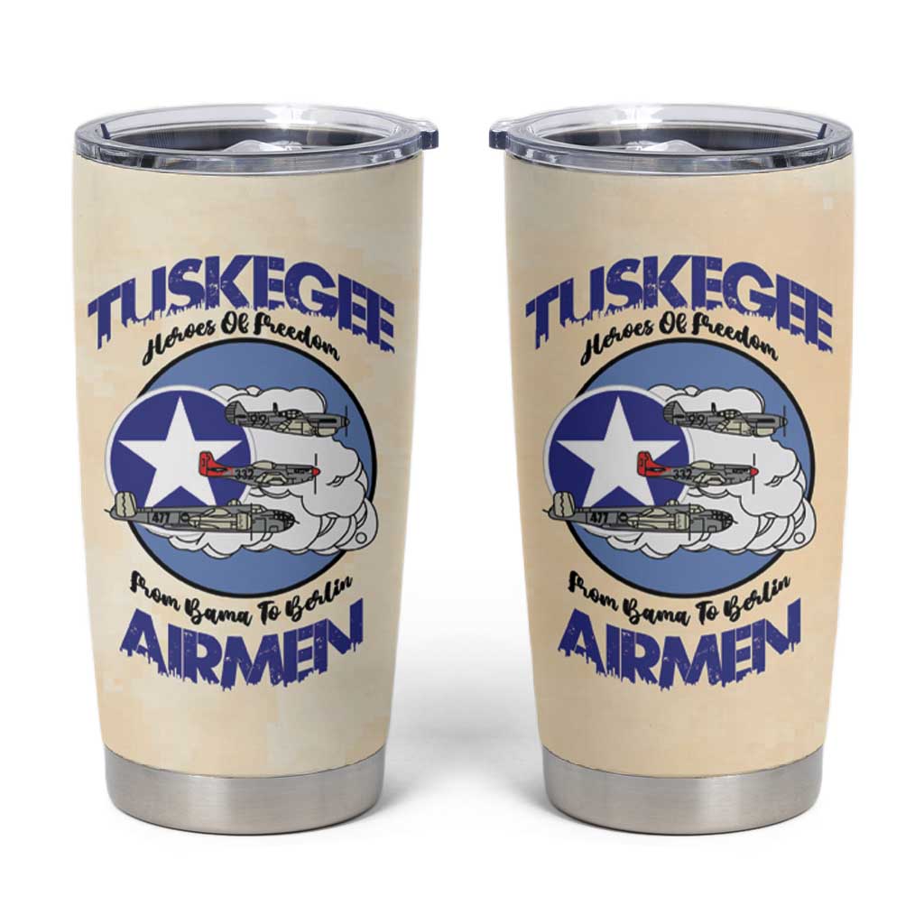 Tuskegee Airmen Red Tails Tumbler Cup Heroes Of Freedom Retro Style - African Pride