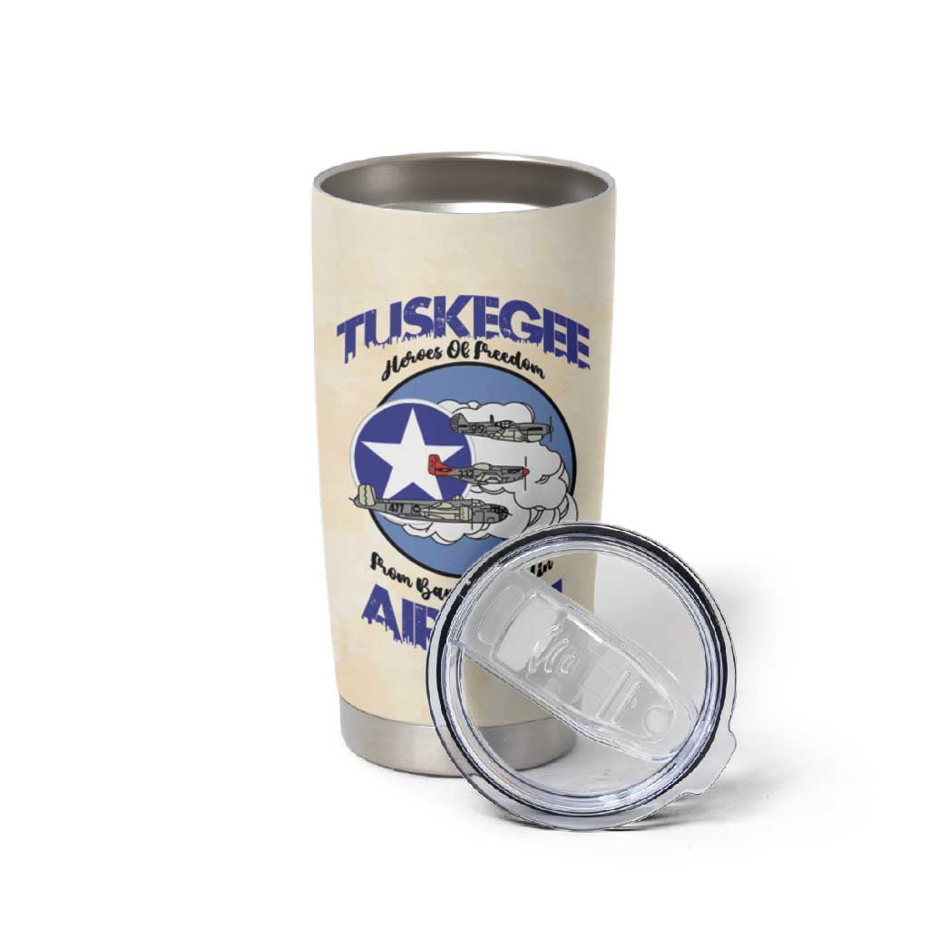 Tuskegee Airmen Red Tails Tumbler Cup Heroes Of Freedom Retro Style - African Pride