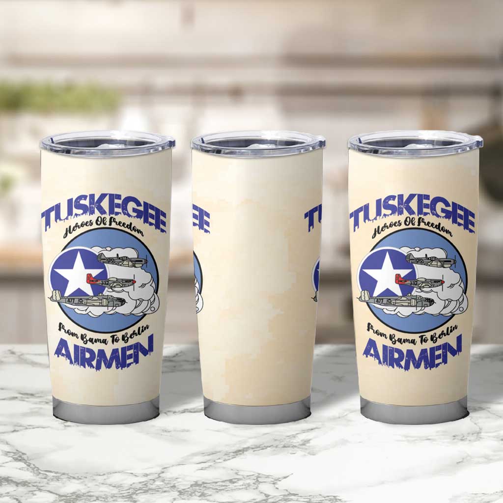 Tuskegee Airmen Red Tails Tumbler Cup Heroes Of Freedom Retro Style - African Pride