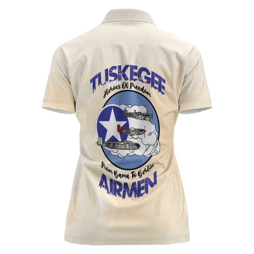 Tuskegee Airmen Red Tails Women Polo Shirt Heroes Of Freedom Retro Style - African Pride