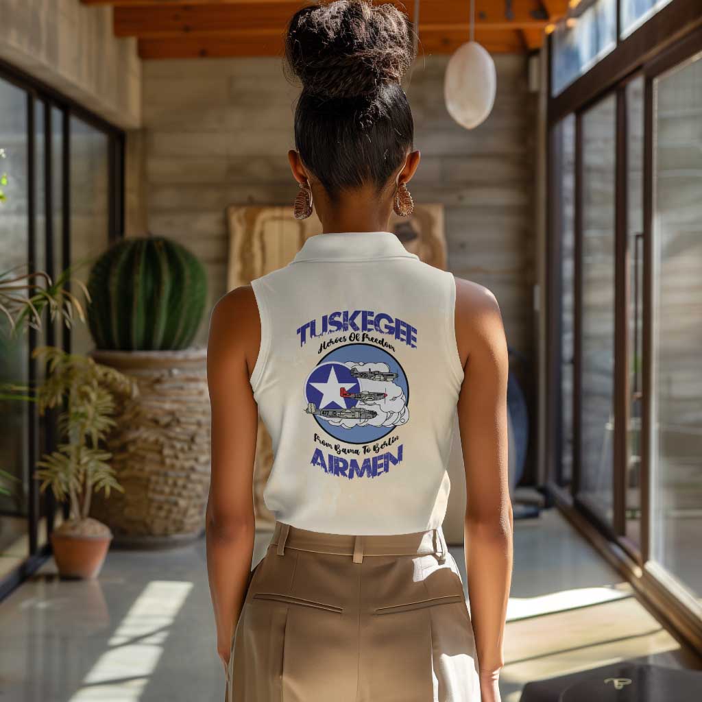 Tuskegee Airmen Red Tails Women Sleeveless Polo Shirt Heroes Of Freedom Retro Style - African Pride