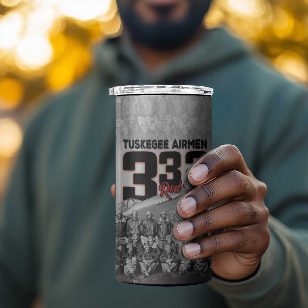 Tuskegee Airmen  Red Tails Pride 4 in 1 Can Cooler Tumbler 332nd Fighter Group - African Pride