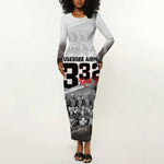 Tuskegee Airmen Red Tails Pride Long Sleeve Bodycon Dress 332nd Fighter Group - African Pride