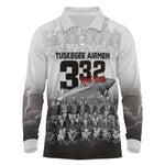 Tuskegee Airmen Red Tails Pride Long Sleeve Polo Shirt 332nd Fighter Group - African Pride
