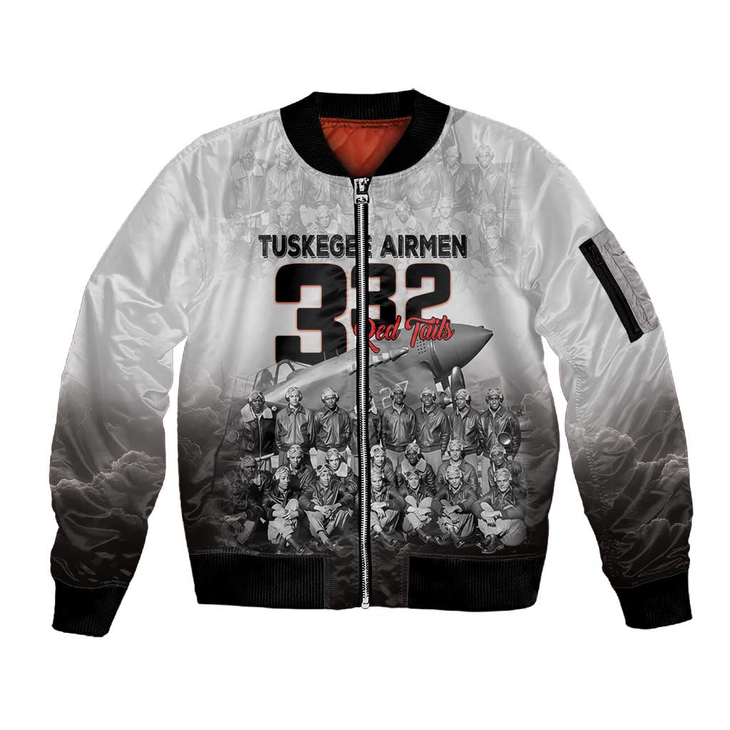 Tuskegee Airmen  Red Tails Pride Sleeve Zip Bomber Jacket 332nd Fighter Group - African Pride