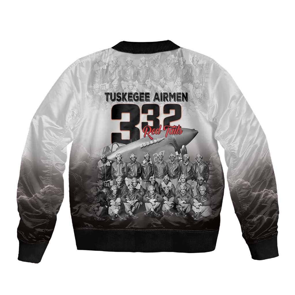 Tuskegee Airmen  Red Tails Pride Sleeve Zip Bomber Jacket 332nd Fighter Group - African Pride