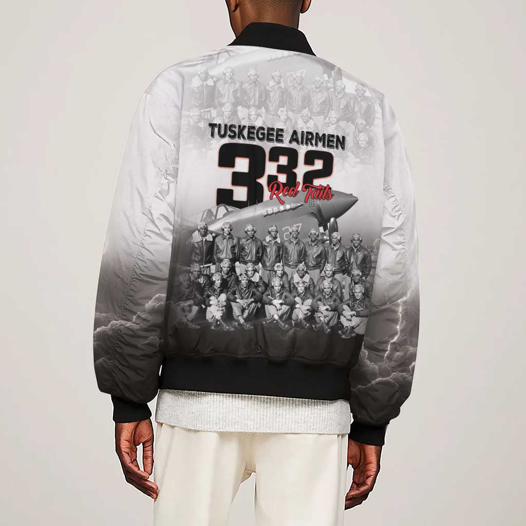 Tuskegee Airmen  Red Tails Pride Sleeve Zip Bomber Jacket 332nd Fighter Group - African Pride