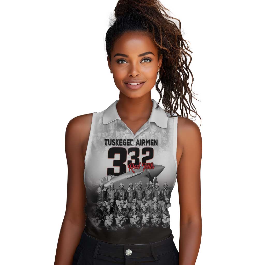 Tuskegee Airmen  Red Tails Pride Women Sleeveless Polo Shirt 332nd Fighter Group - African Pride