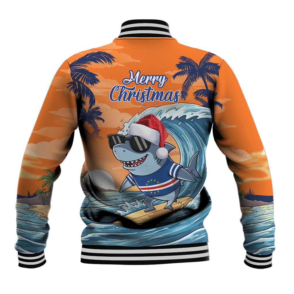 Christmas Cape Verde Baseball Jacket Funny Shark Surfing - African Pride