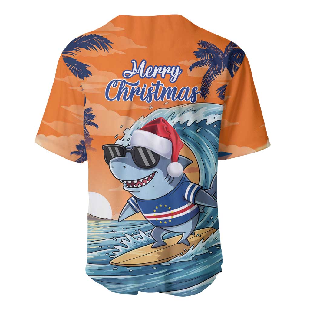 Christmas Cape Verde Baseball Jersey Funny Shark Surfing - African Pride