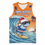 Christmas Cape Verde Basketball Jersey Funny Shark Surfing - African Pride