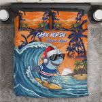 Christmas Cape Verde Bedding Set Funny Shark Surfing - African Pride