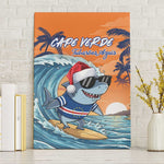 Christmas Cape Verde Canvas Wall Art Funny Shark Surfing - African Pride