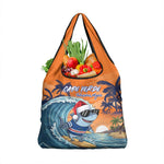 Christmas Cape Verde Grocery Bag Funny Shark Surfing - African Pride