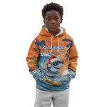 Christmas Cape Verde Kid Hoodie Funny Shark Surfing - African Pride