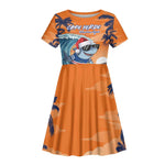 Christmas Cape Verde Kid Short Sleeve Dress Funny Shark Surfing - African Pride
