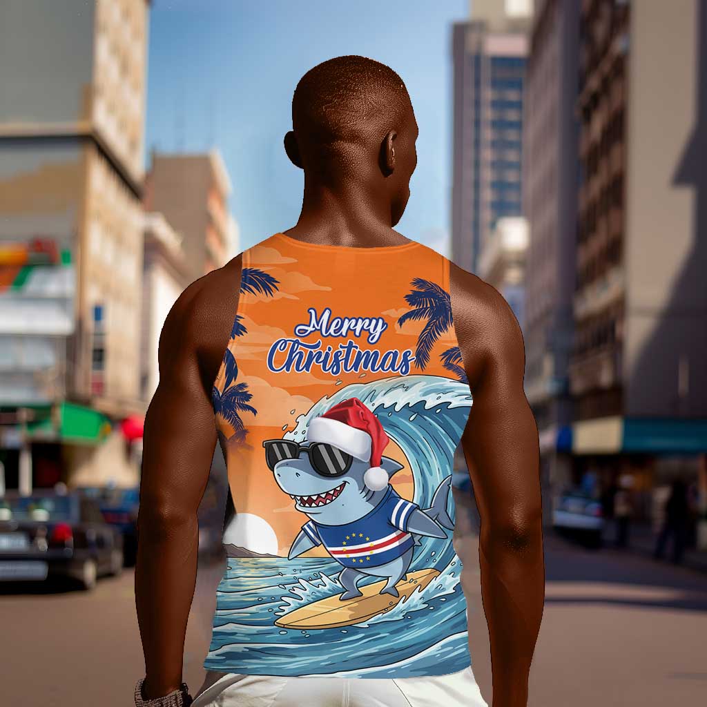 Christmas Cape Verde Men Tank Top Funny Shark Surfing - African Pride
