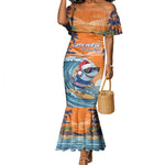 Christmas Cape Verde Mermaid Dress Funny Shark Surfing - African Pride