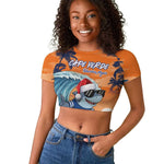 Christmas Cape Verde Raglan Cropped T shirt Funny Shark Surfing - African Pride