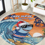 Christmas Cape Verde Round Carpet Funny Shark Surfing - African Pride