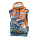 Christmas Cape Verde Sleeveless Hoodie Funny Shark Surfing - African Pride