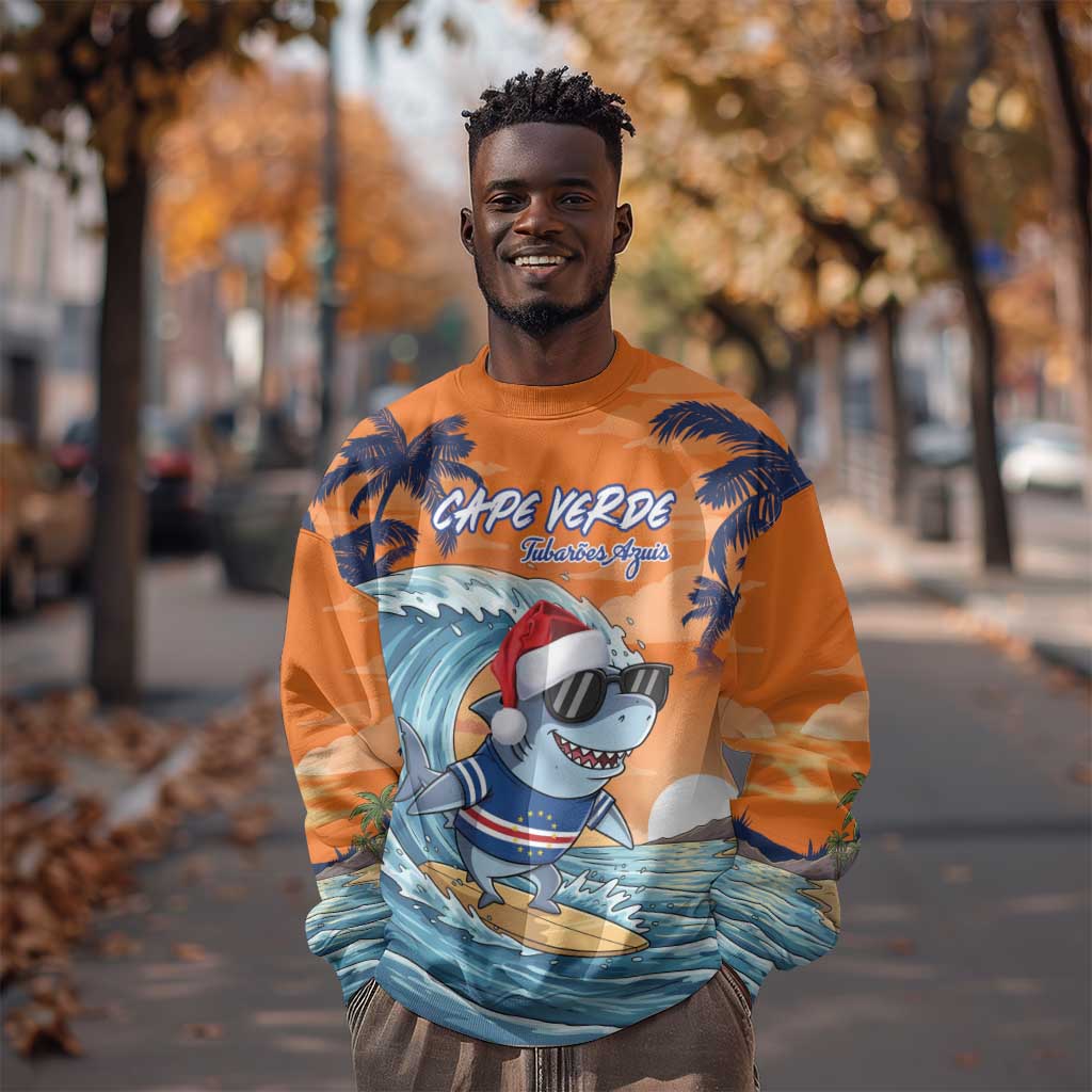 Christmas Cape Verde Sweatshirt Funny Shark Surfing - African Pride