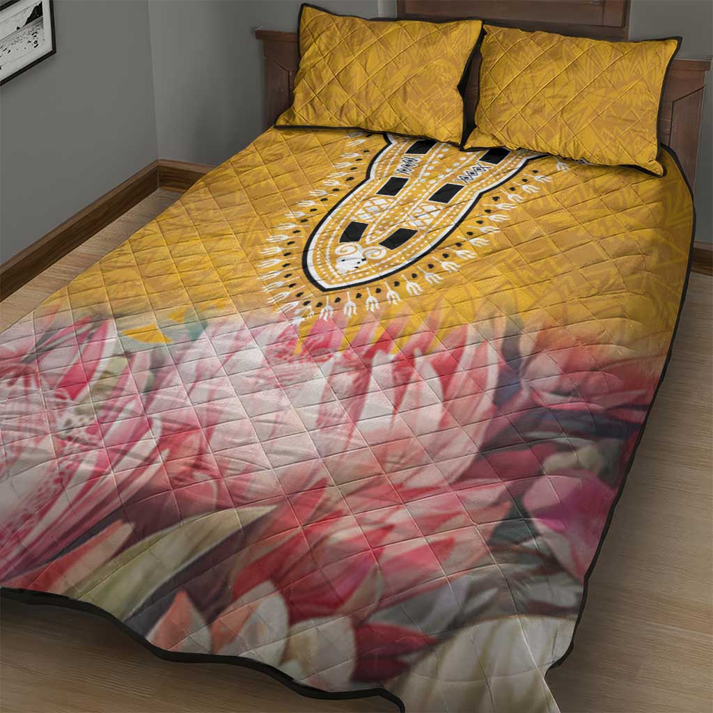 Africa Dashiki Quilt Bed Set King Protea Floral Motif Patterns