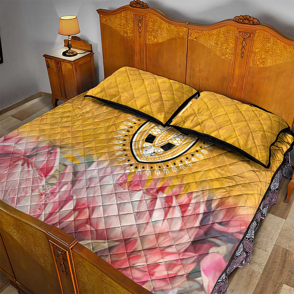 Africa Dashiki Quilt Bed Set King Protea Floral Motif Patterns