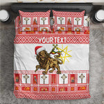 Personalized Ethiopia Melikam Gena Bedding Set Merry Christmas Lion of Judah