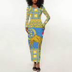 Personalized Eritrea Emblem Long Sleeve Bodycon Dress Ruhus Beal Lidet - Kente Pattern LT18