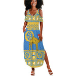 Personalized Eritrea Emblem Summer Maxi Dress Ruhus Beal Lidet - Kente Pattern