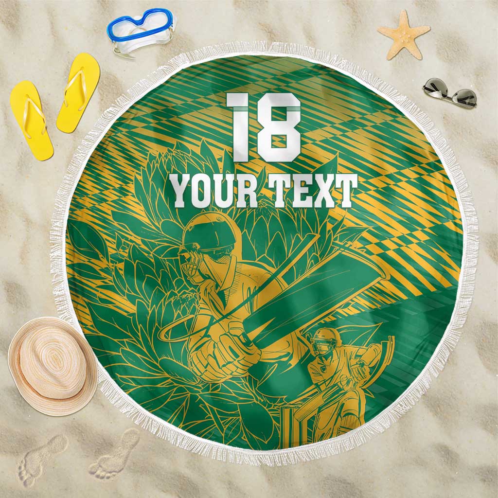 Cricket South Africa Custom Beach Blanket Green Version Proteas - African Pride