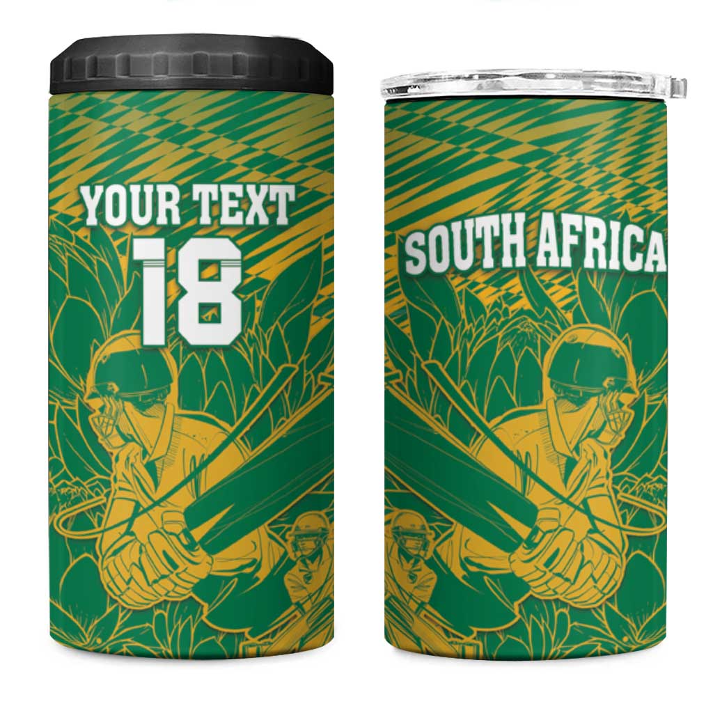 Cricket South Africa Custom 4 in 1 Can Cooler Tumbler Green Version Proteas - African Pride