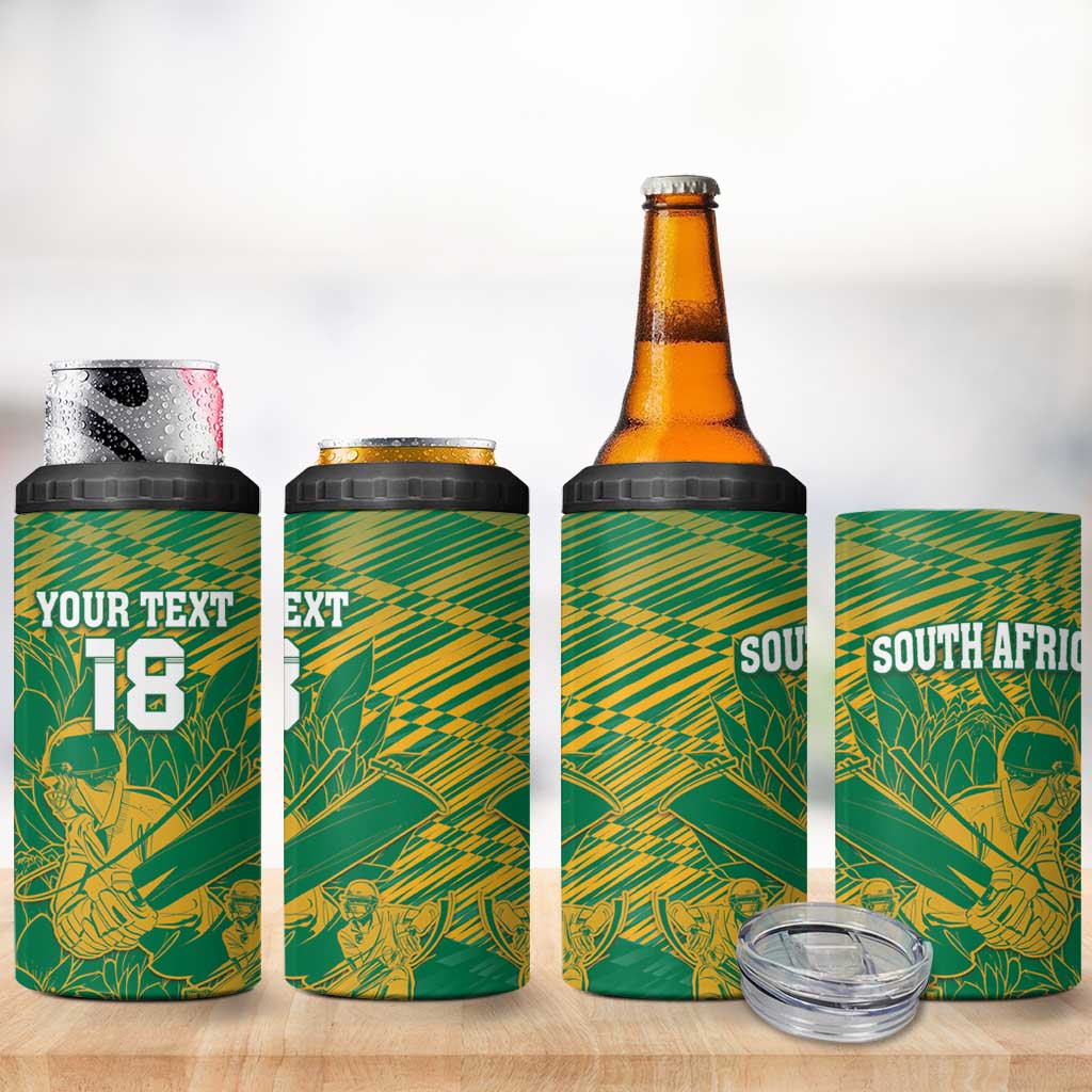 Cricket South Africa Custom 4 in 1 Can Cooler Tumbler Green Version Proteas - African Pride