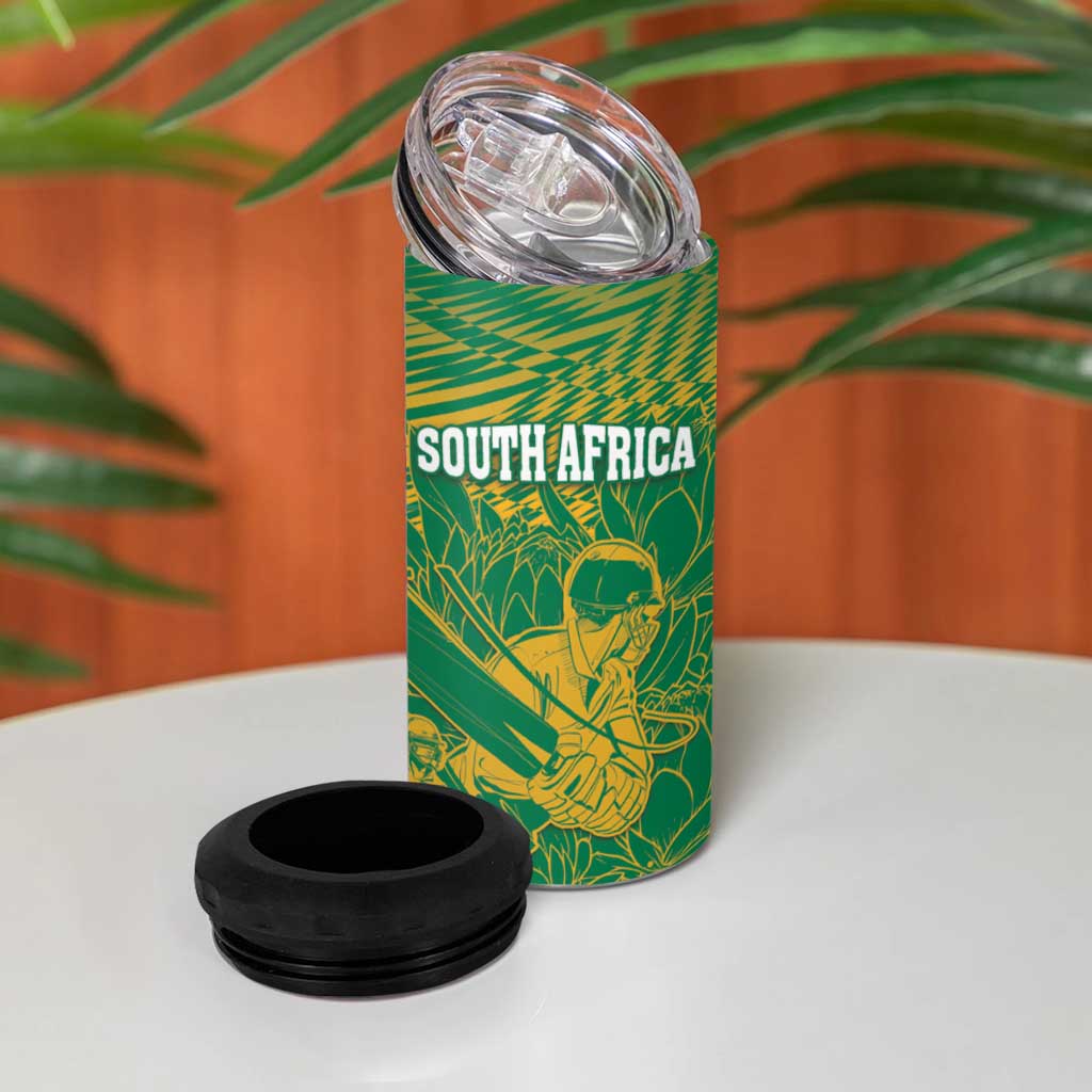 Cricket South Africa Custom 4 in 1 Can Cooler Tumbler Green Version Proteas - African Pride