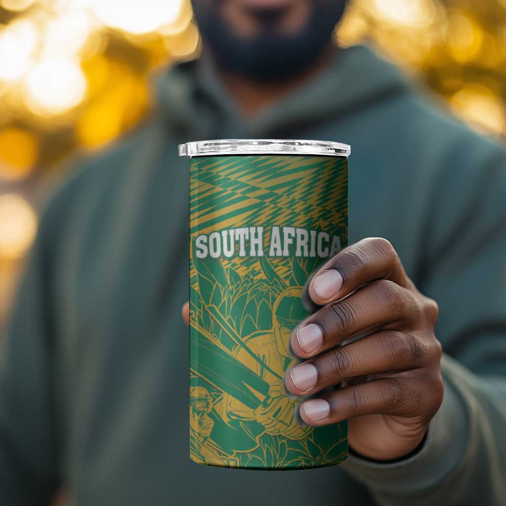 Cricket South Africa Custom 4 in 1 Can Cooler Tumbler Green Version Proteas - African Pride