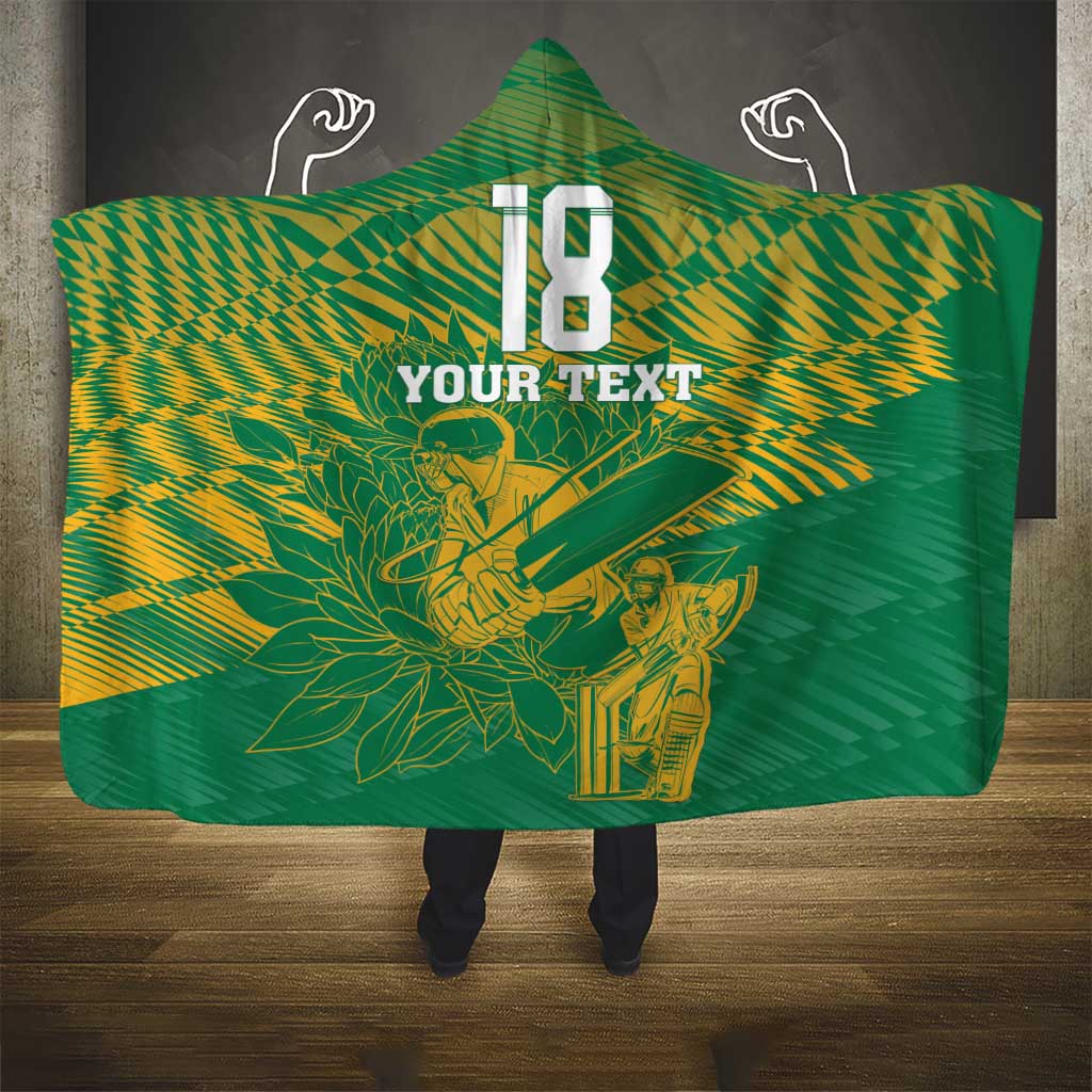 Cricket South Africa Custom Hooded Blanket Green Version Proteas - African Pride