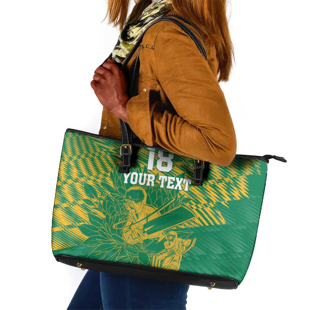 Cricket South Africa Custom Leather Tote Bag Green Version Proteas - African Pride