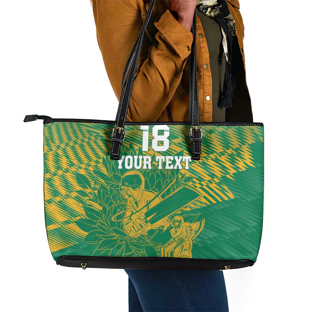Cricket South Africa Custom Leather Tote Bag Green Version Proteas - African Pride