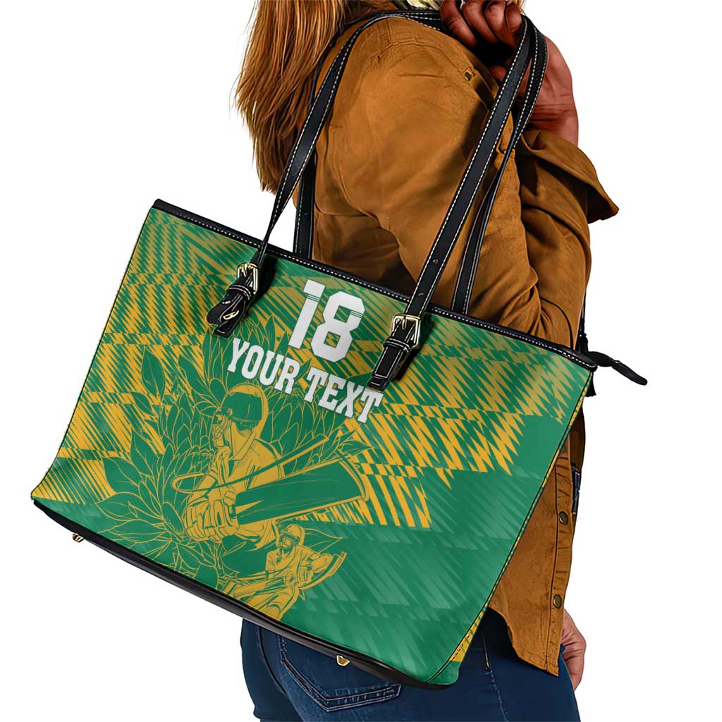 Cricket South Africa Custom Leather Tote Bag Green Version Proteas - African Pride