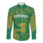 Cricket South Africa Custom Long Sleeve Button Shirt Green Version Proteas - African Pride
