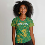 Cricket South Africa Custom Women V-Neck T-Shirt Green Version Proteas - African Pride