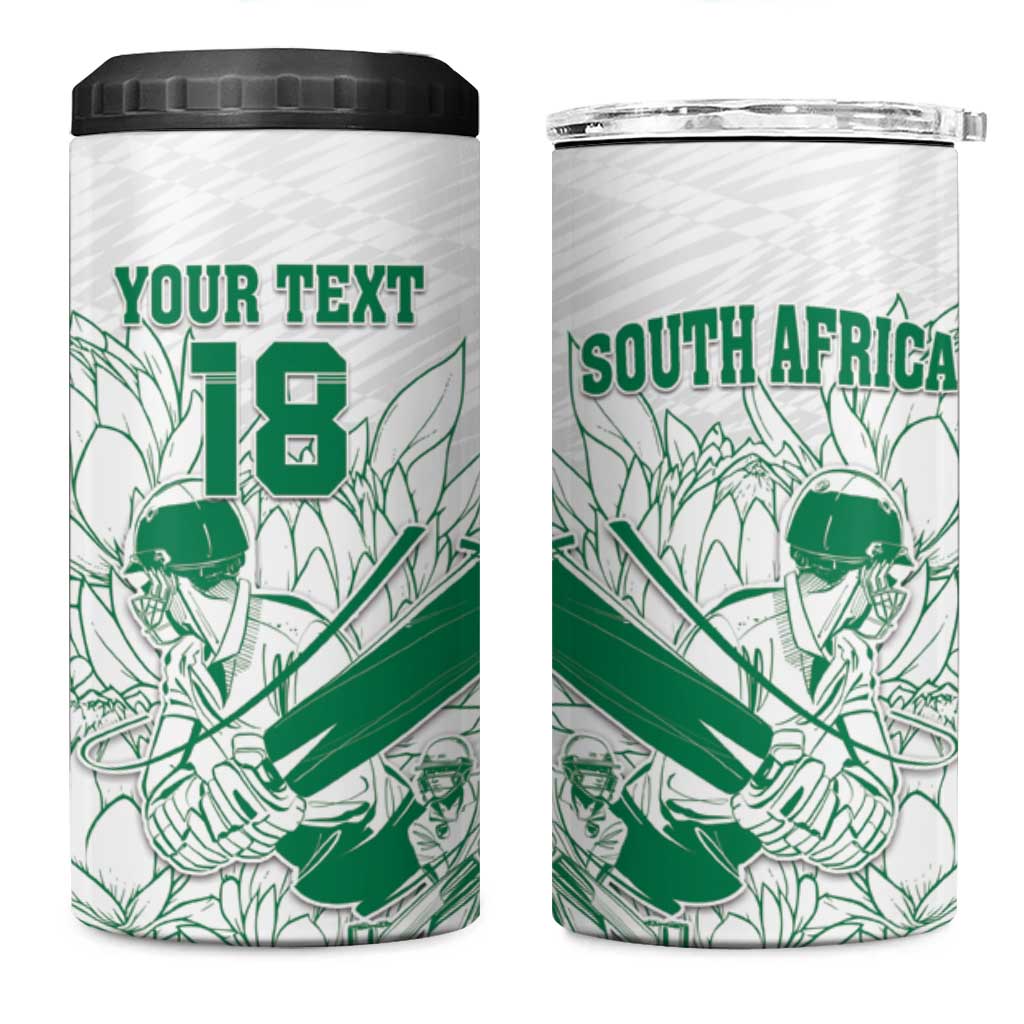 Cricket South Africa Custom 4 in 1 Can Cooler Tumbler White Version Proteas - African Pride