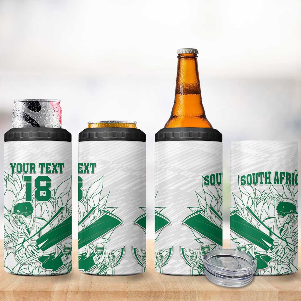 Cricket South Africa Custom 4 in 1 Can Cooler Tumbler White Version Proteas - African Pride
