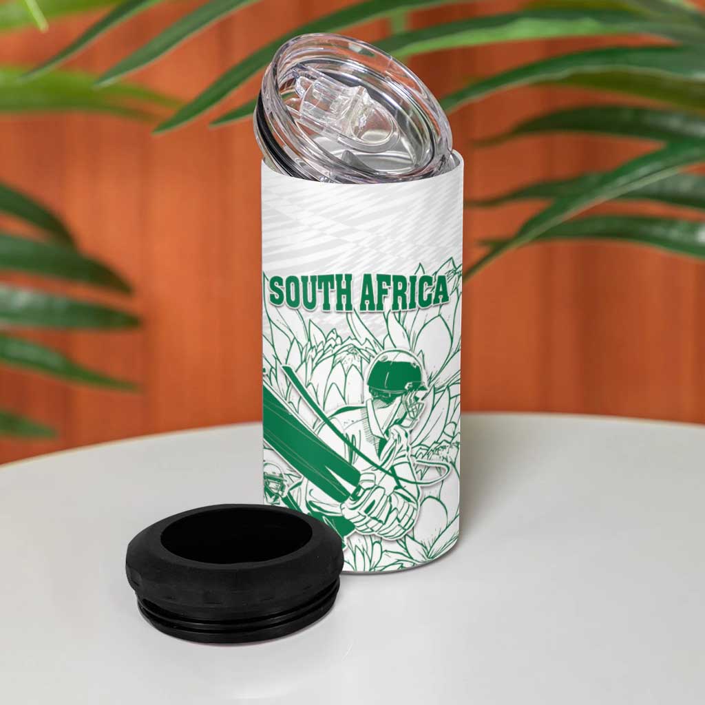 Cricket South Africa Custom 4 in 1 Can Cooler Tumbler White Version Proteas - African Pride