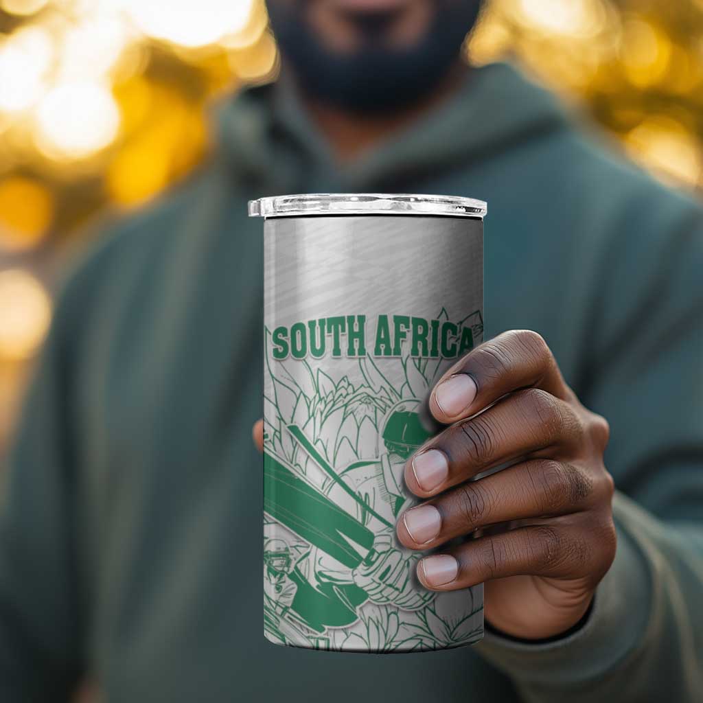 Cricket South Africa Custom 4 in 1 Can Cooler Tumbler White Version Proteas - African Pride