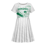 Cricket South Africa Custom Kid Short Sleeve Dress White Version Proteas - African Pride