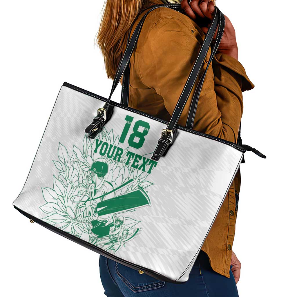Cricket South Africa Custom Leather Tote Bag White Version Proteas - African Pride