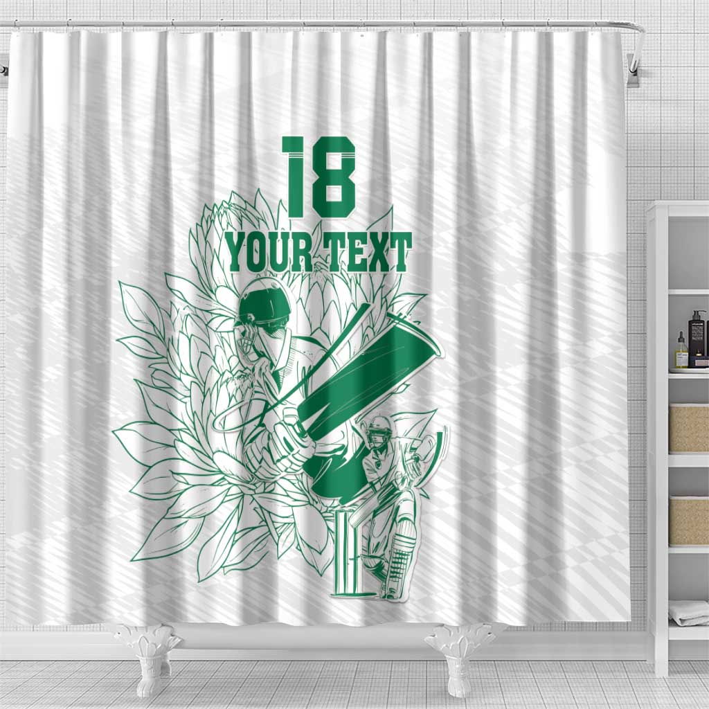 Cricket South Africa Custom Shower Curtain White Version Proteas - African Pride