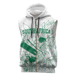 Cricket South Africa Custom Sleeveless Zip Hoodie White Version Proteas - African Pride